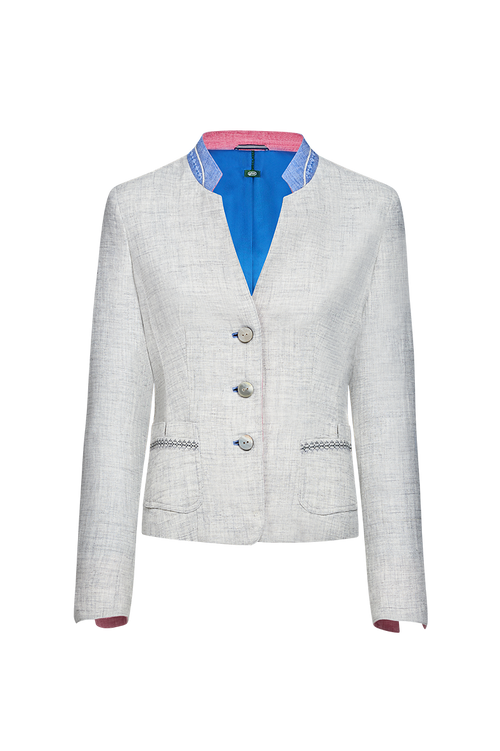 Leinenjoppe mit Kreuzstichstickerei