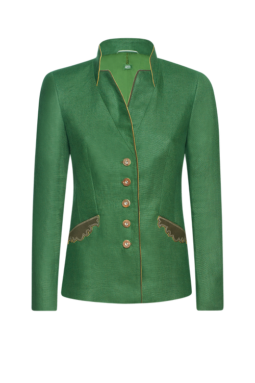Leinenjacke mit Leder