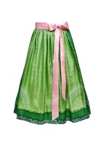 Hand-printed silk apron - green-pink 46 / L