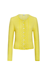 Plated cardigan with brocade pattern - coral 91 / S