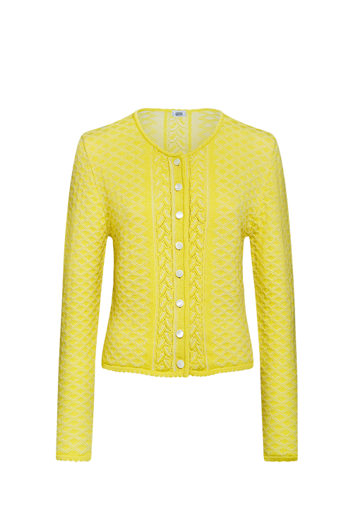 Plattierte Strickjacke mit Brokatmuster