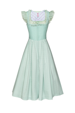 Henndorfer ruffle Dirndl - green/white/blue 415 / 32