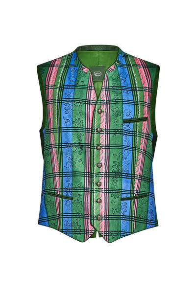 Handdruck-Gilet aus reiner Seide