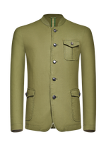 Patinated cotton/linen jacket - green 40 / 46