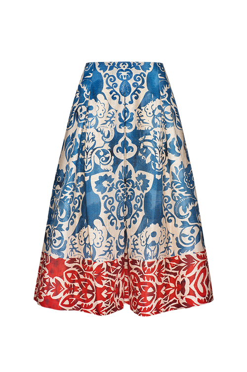 Faltenrock mit Kontrastborte