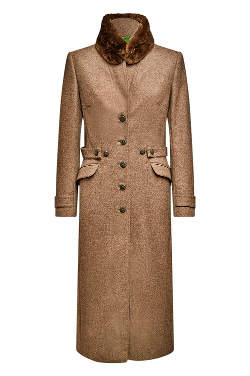 Mantel aus Loden mit Pelz