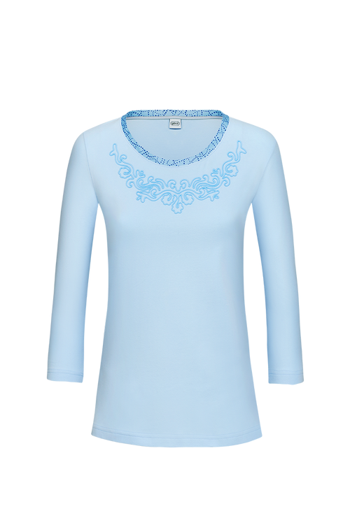 Shirt mit floraler Wolldocht-Stickerei