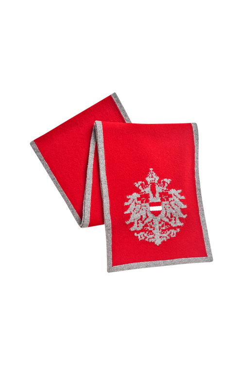 Gestrickter Schal mit Doppeladler-Intarsie