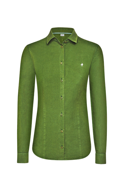 Bluse mit kontrastreicher Gamsstickerei