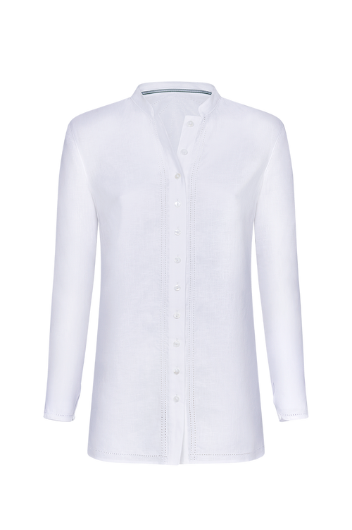 Bluse mit kunstvollem Hohlsaum