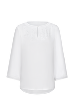 Blouse with hand-set rhinestones - white 10 / 36