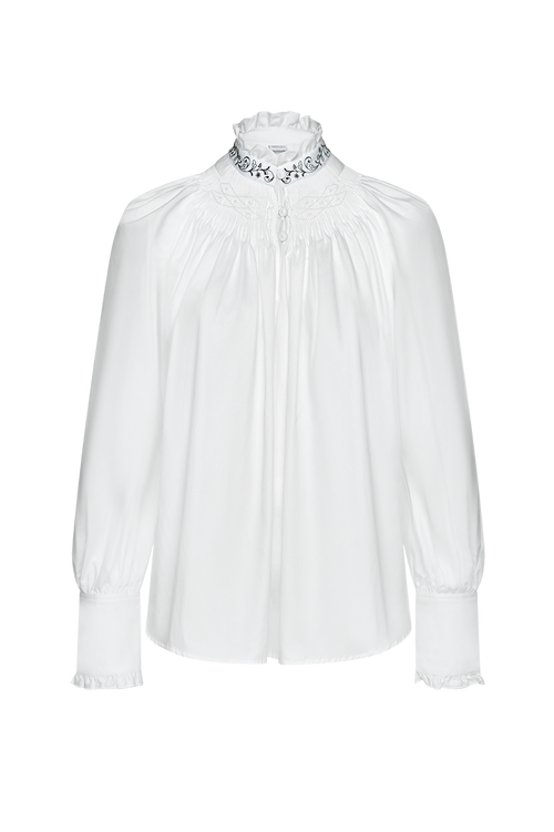 Festbluse mit Stehfalten