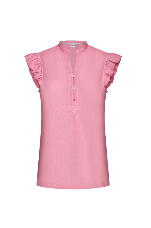 Leinenbluse mit Rüschenärmel