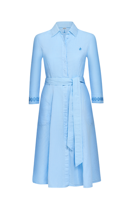Hemdblusenkleid mit Modelstickerei