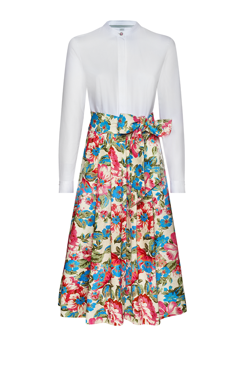Blouse dress with floral linen skirt - Image 1