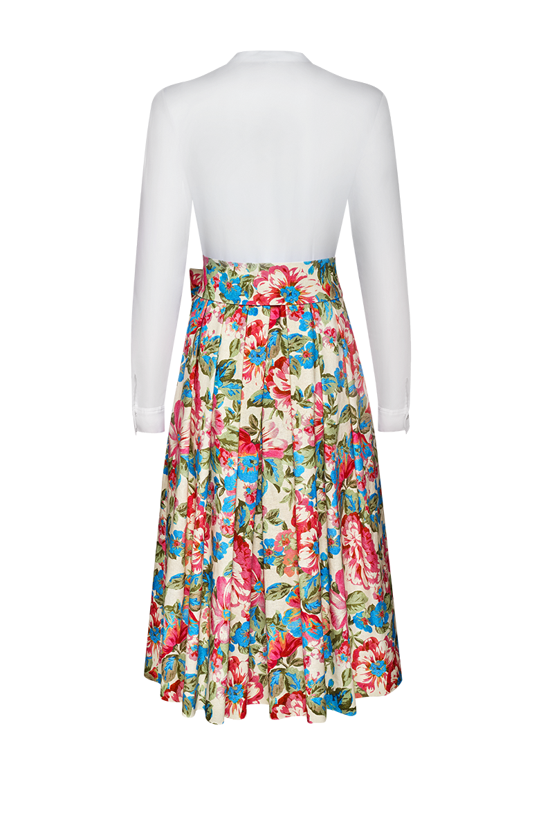Blouse dress with floral linen skirt - Image 2