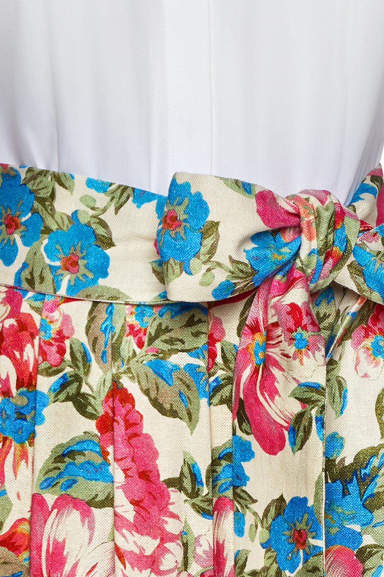 Blouse dress with floral linen skirt - Image 4