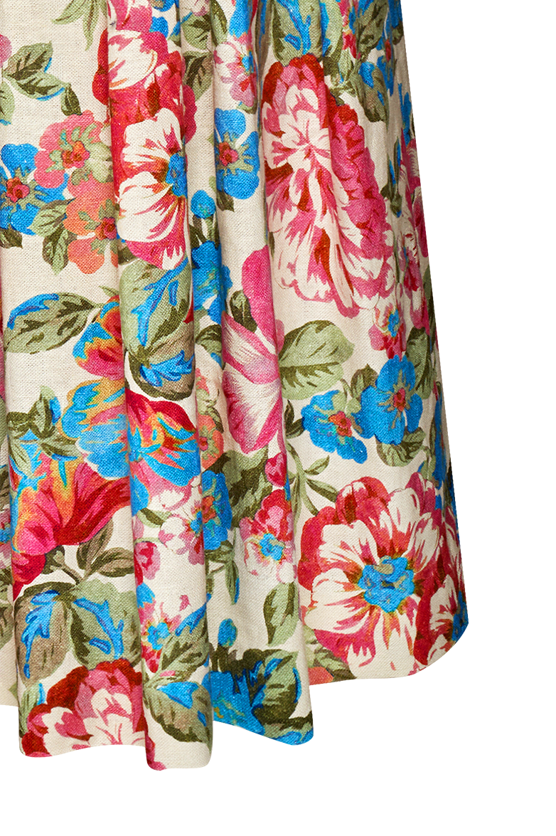 Blouse dress with floral linen skirt - Image 5
