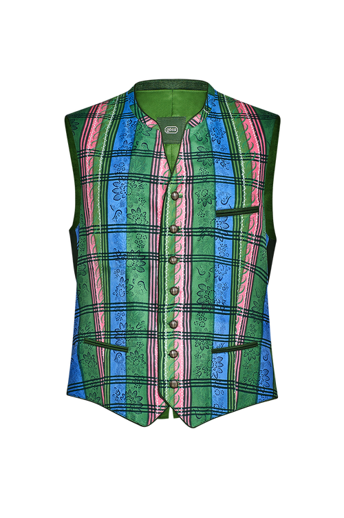 Handdruck-Gilet aus reiner Seide