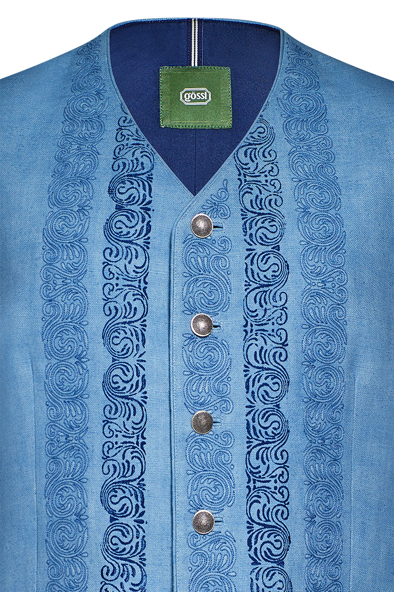 Blaudruck-Gilet mit Reliefstickerei - Bild 3