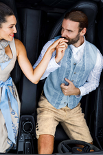 Blaudruck-Gilet mit Reliefstickerei - Miniatur 7