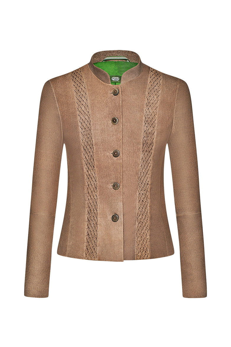 Smocked leather jacket - Image 1