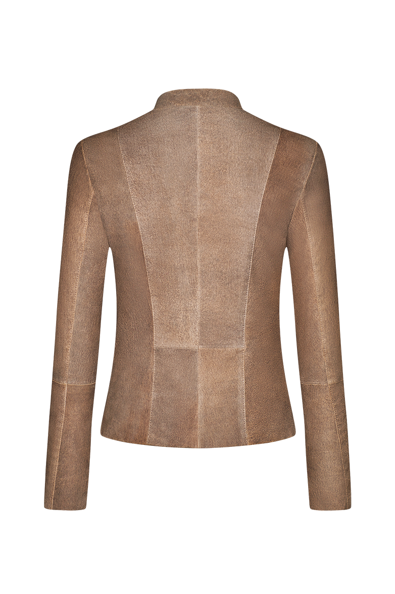 Smocked leather jacket - Image 2