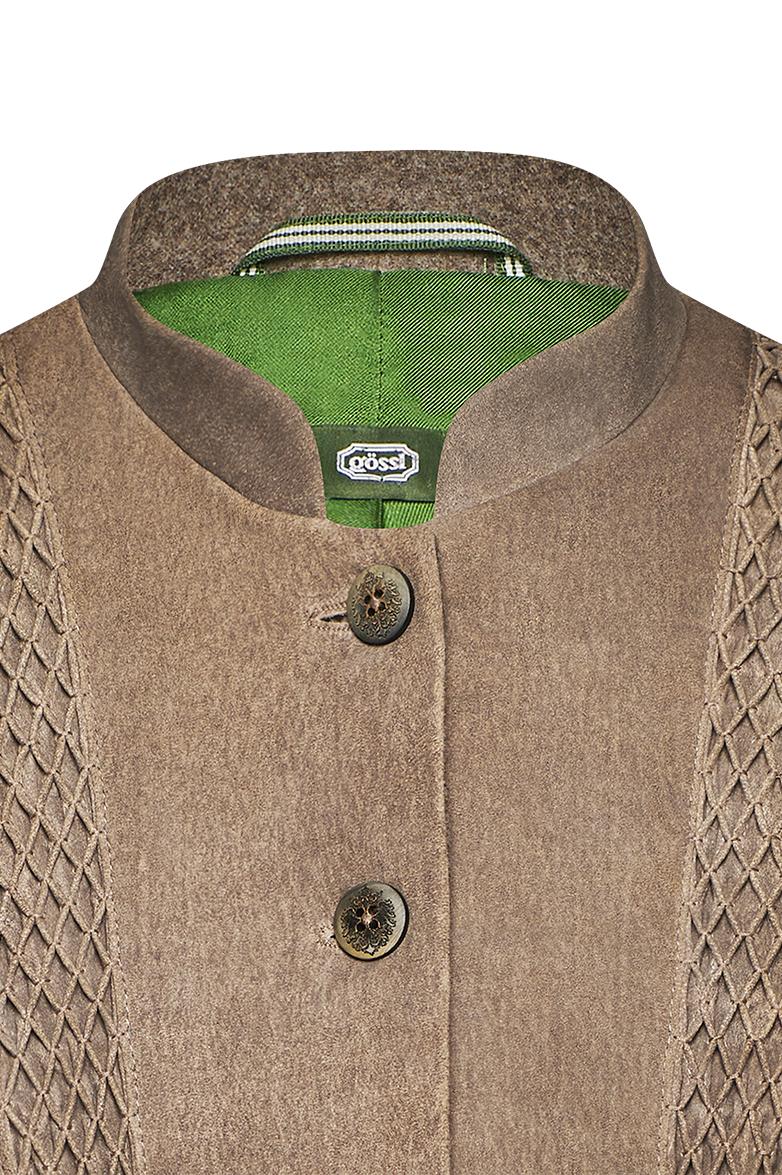 Smocked leather jacket - Image 3