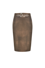 Skirt in elastic leather - brown 80 / 38