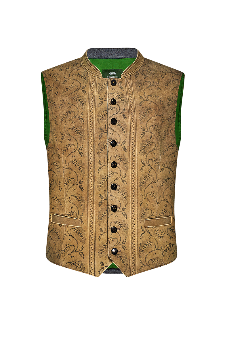 Leather Gilet with hand printing - Image 1