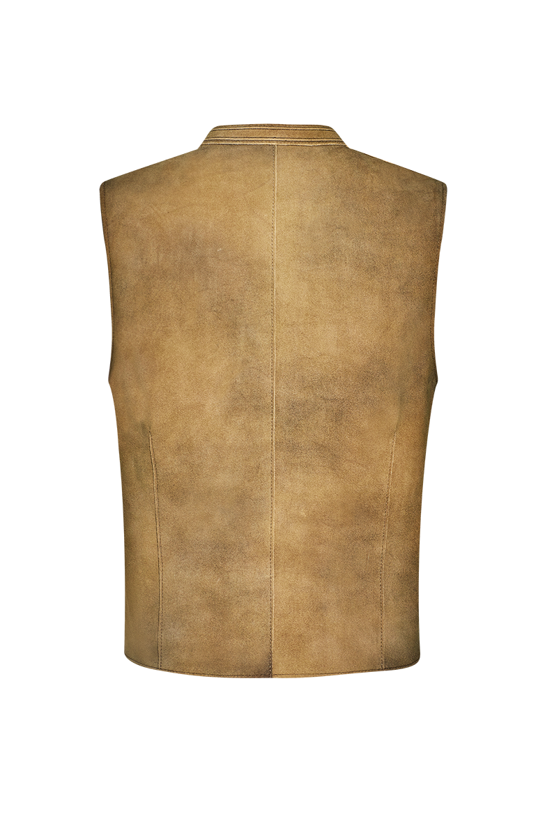 Leather Gilet with hand printing - Image 2