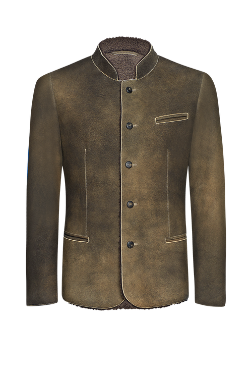 Hirschlederjacke mit Lammfellfutter