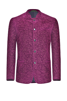 Samtjacke mit reicher Relief-Stickerei