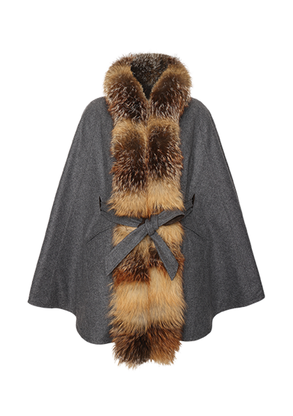 Wendecape mit Pelzbesatz