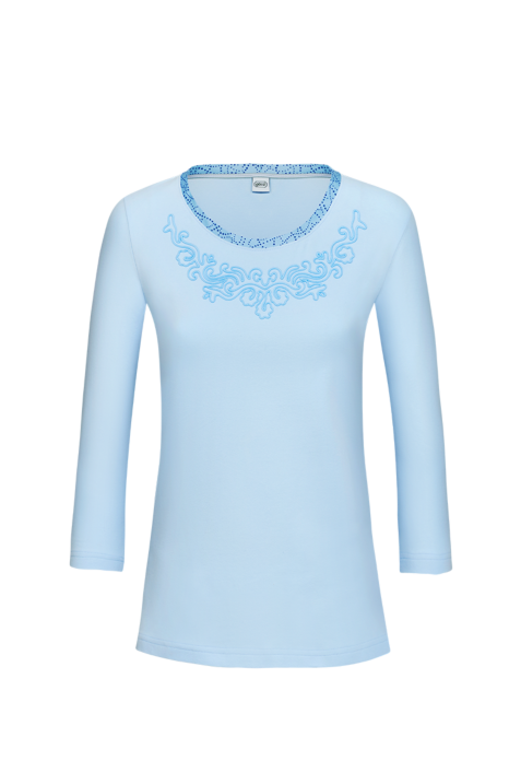 Shirt mit floraler Wolldocht-Stickerei
