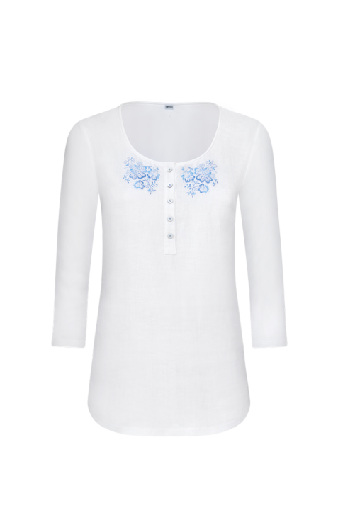 Model-Shirt mit Flachstichstickerei