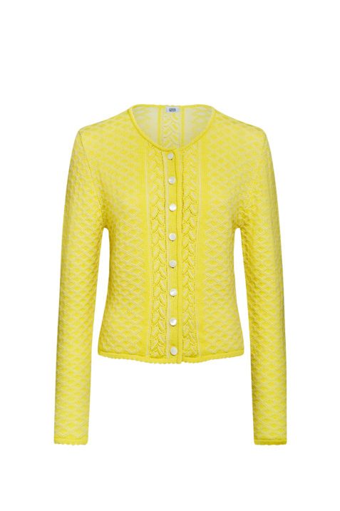 Plattierte Strickjacke mit Brokatmuster