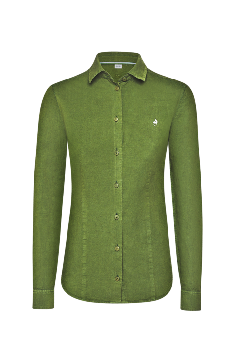 Bluse mit kontrastreicher Gamsstickerei