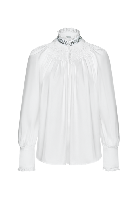Festbluse mit Stehfalten