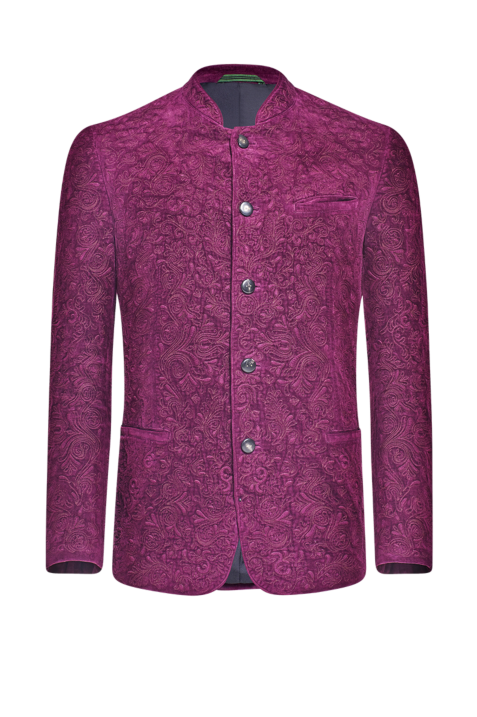 Samtjacke mit reicher Relief-Stickerei